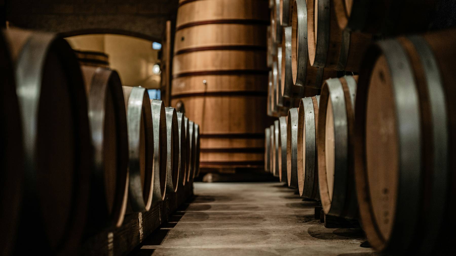 Sala de barricas de la bodega